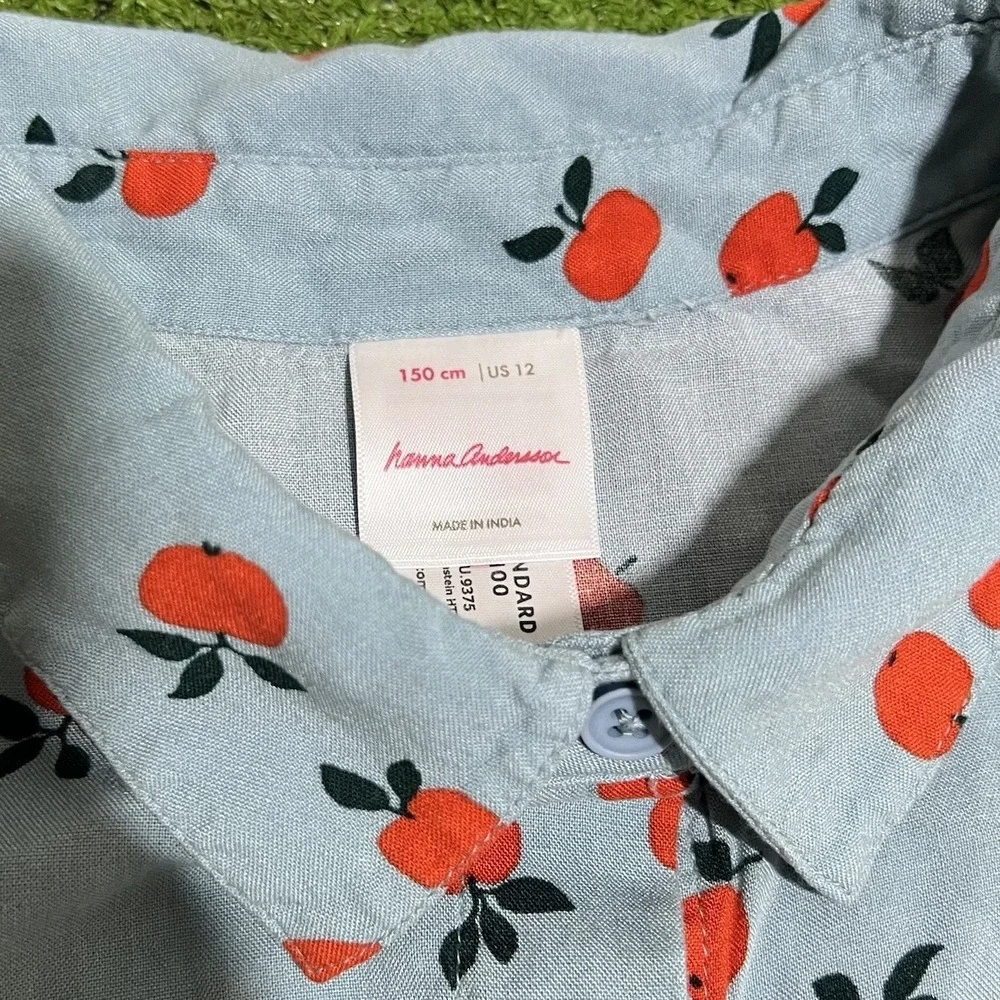 Hanna Andersson Twirl Skater Dress Size 12 (150 Cm) Blue Apple Print Summertime‎